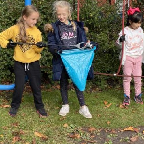 We have been helping our school environment by picking up the litter.