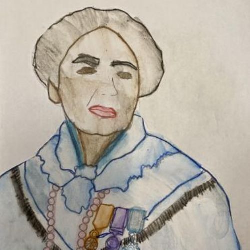 We used watercolour pencils to colour Mary Seacole​​​​​​​