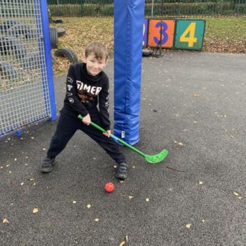 In PE we have been learning the skills needed to play hockey